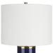 Solindra Royal Blue Modern Ceramic Table Lamp with White Linen Shade (26" H Lamp with 10" H x 15" W Shade)