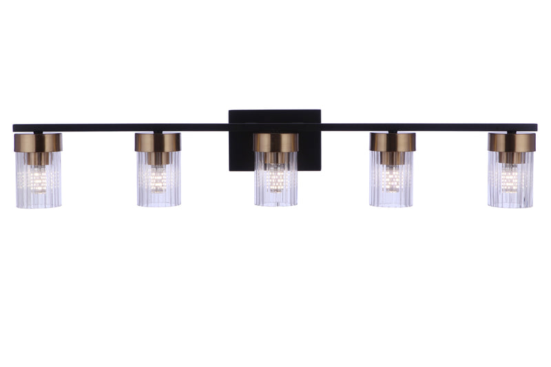 Craftmade 11835FBSB5 Bond Street 5 Light Bathroom Vanity Light -Flat Black/Satin Brass