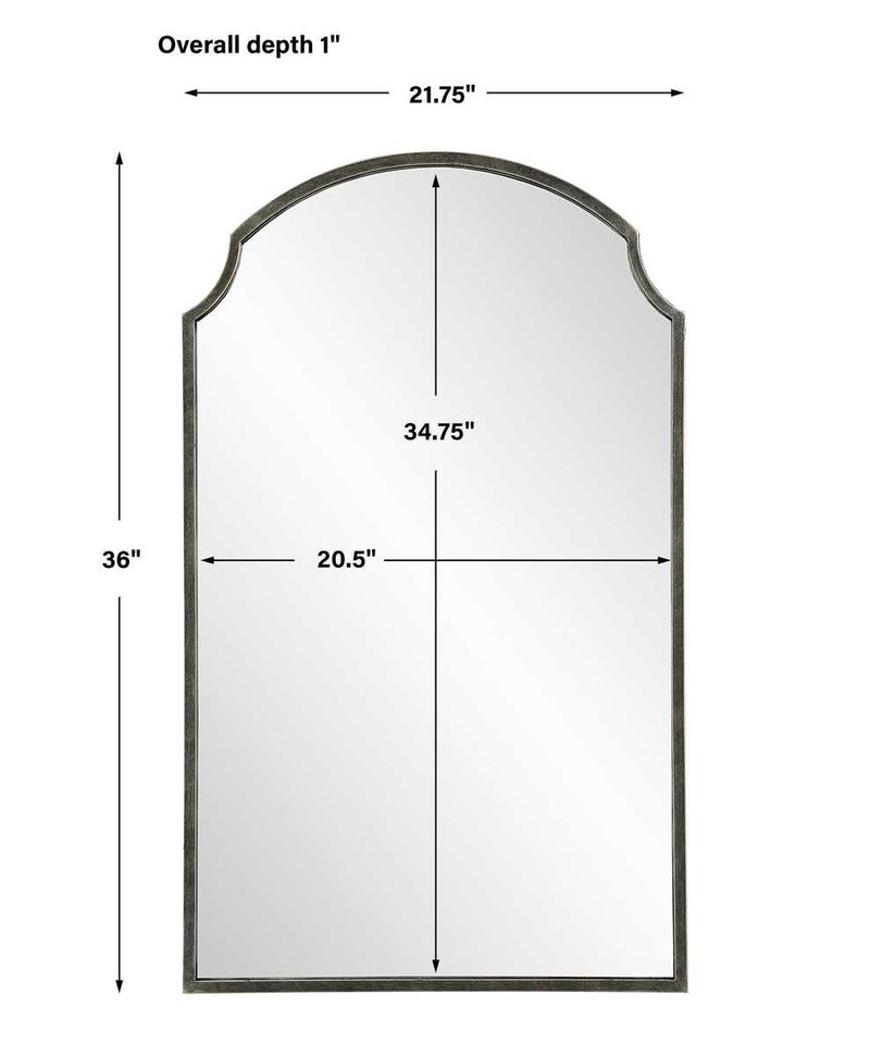Treva Rich Bronze Mirror | Modern Arch Iron Frame Bathroom Vanity Mirror (22 in. W x 36 in. H x 1 in. D)