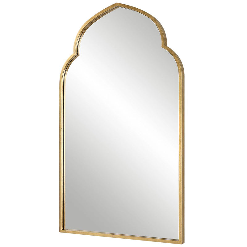 Marzala Antique Gold Leaf Mirror | Modern Arch Iron Frame Bathroom Vanity Mirror (22 in. W x 38 in. H x 1 in. D)