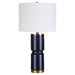 Solindra Royal Blue Modern Ceramic Table Lamp with White Linen Shade (26" H Lamp with 10" H x 15" W Shade)
