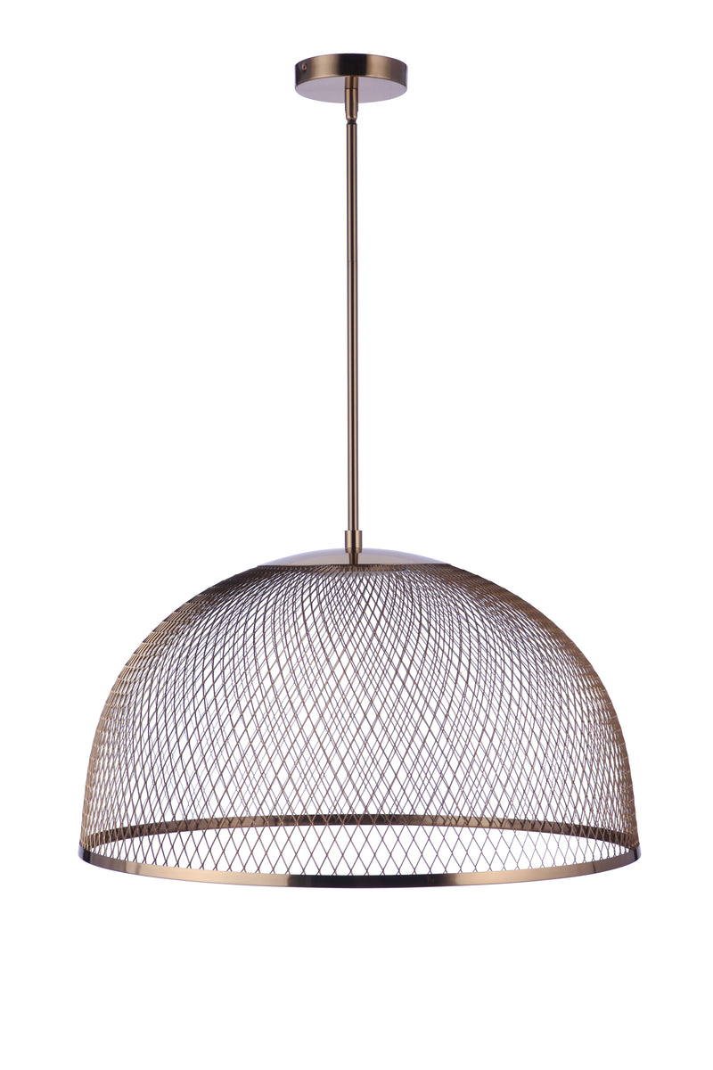 Craftmade P1005SB-LED 24.25” Diameter Sculptural Statement Metal Mesh Dome Pendant -Satin Brass
