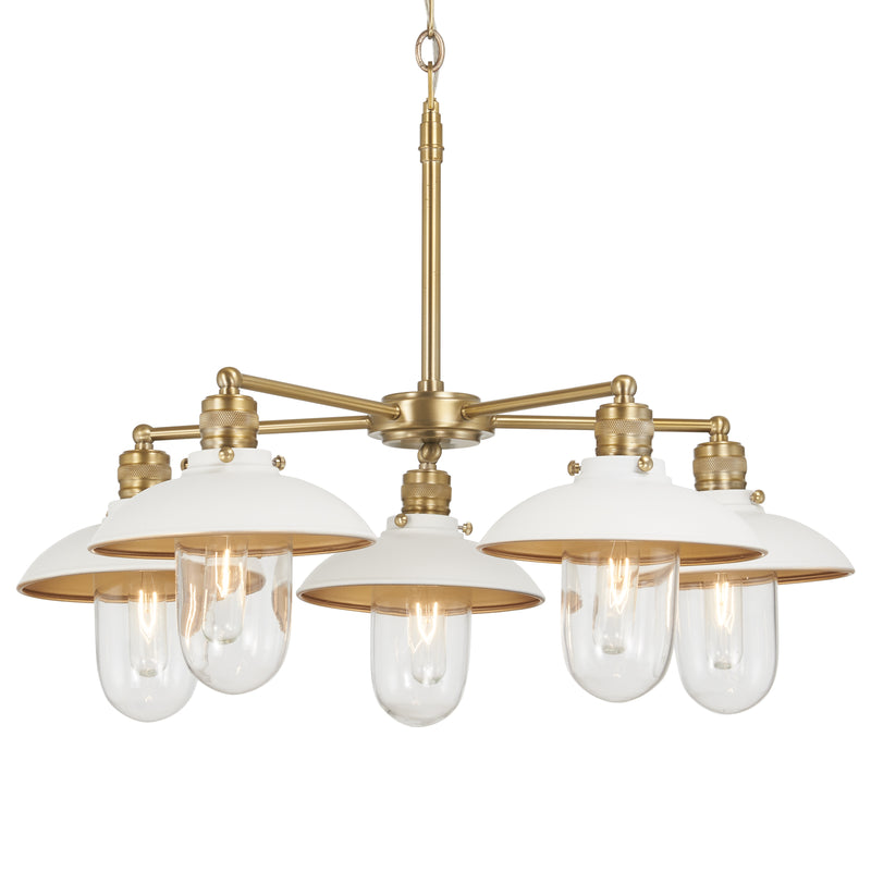 Minka Lavery Downtown Edison 5 Light Chandelier-White & Soft Brass