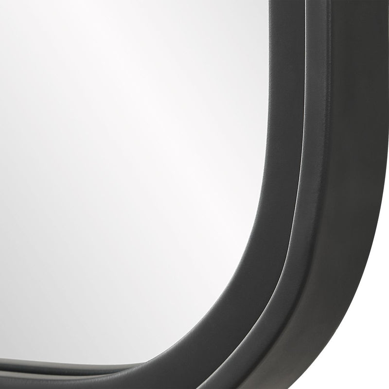 Obras Matte Black Mirror | Modern Rectangle Frame Bathroom Vanity Mirror with Rounded Corners Mounted Vertical or Horizontal (22 in. W x 34 in. H x 1 in. D)