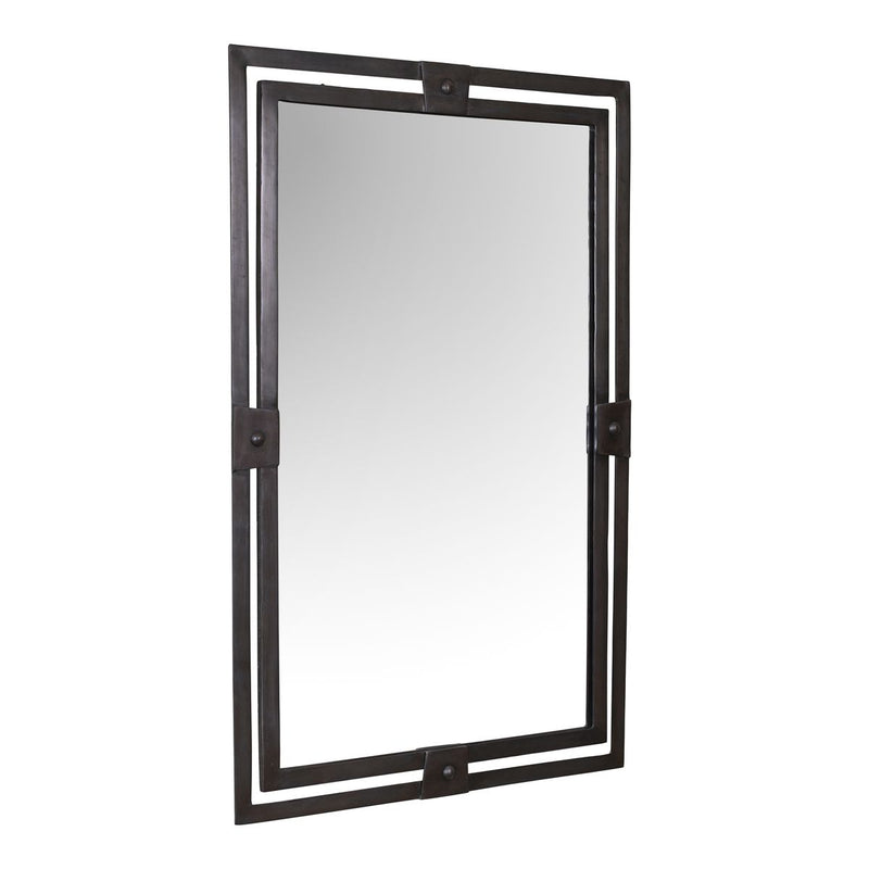 Rovek Distressed Gunmetal Mirror | Modern Rectangle Iron Frame Bathroom Vanity Mirror Mounted Vertical or Horizontal (24 in. W x 36 in. H x 1 in. D)