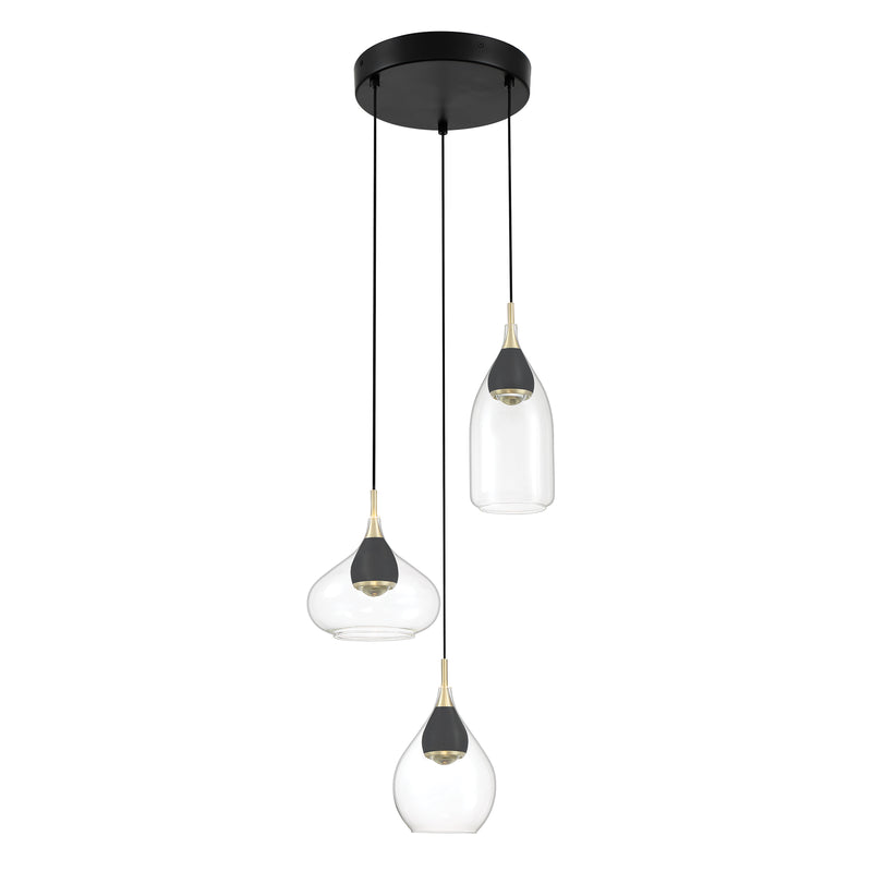 George Kovacs P5463-884-L Arabesque 3 LED Light Pendant Light -Coal and Brushed Gold