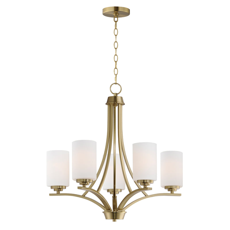 Maxim 20035SWSBR Deven 5 Light Chandelier | Satin Brass