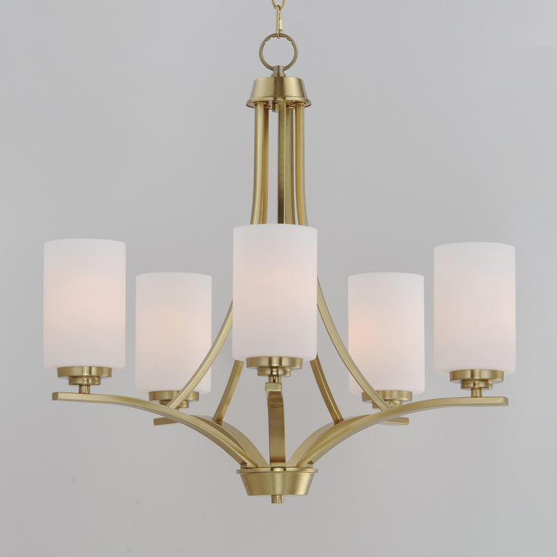 Maxim 20035SWSBR Deven 5 Light Chandelier | Satin Brass