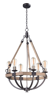 Maxim 20335WOBZ Lodge 6 Light Chandelier | Weathered Oak / Bronze