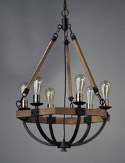 Maxim 20335WOBZ Lodge 6 Light Chandelier | Weathered Oak / Bronze