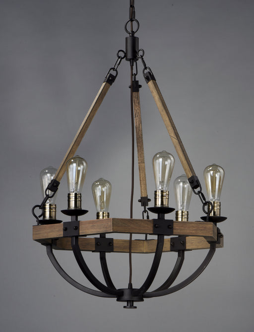 Maxim 20335WOBZ Lodge 6 Light Chandelier | Weathered Oak / Bronze
