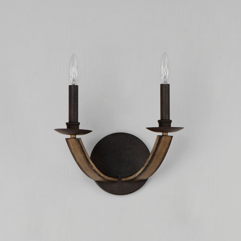 Maxim 20341DWAR Basque 2 Light Wall Sconce | Driftwood/Anthracite