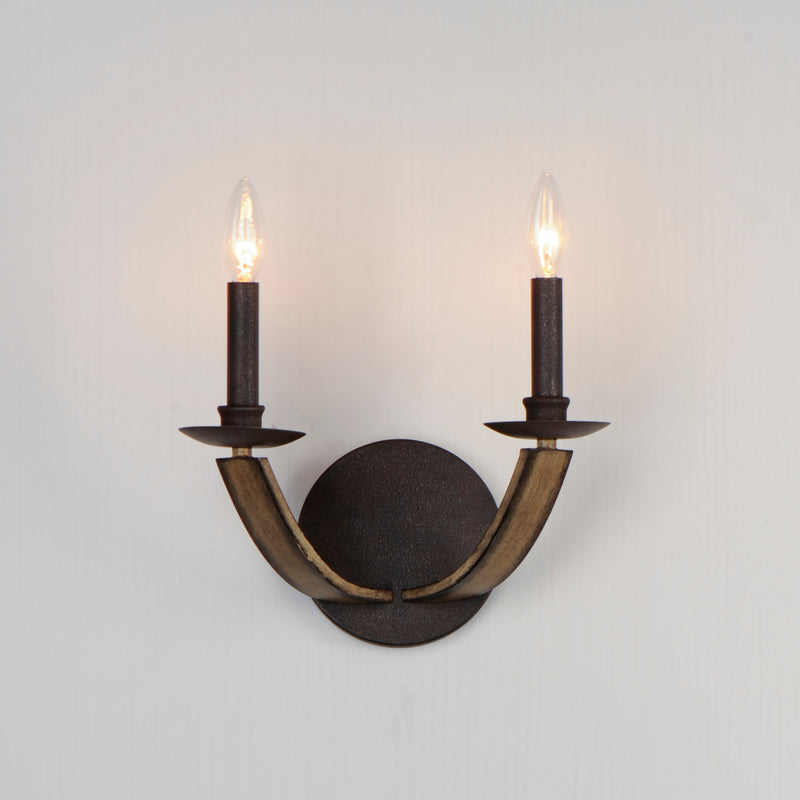 Maxim 20341DWAR Basque 2 Light Wall Sconce | Driftwood/Anthracite