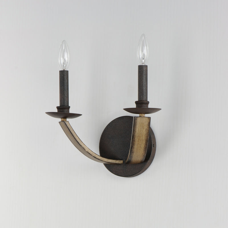 Maxim 20341DWAR Basque 2 Light Wall Sconce | Driftwood/Anthracite