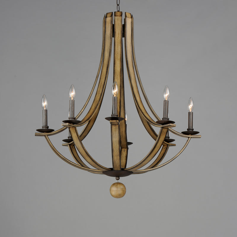 Maxim 20348DWAR Basque 8 Light Chandelier | Driftwood/Anthracite