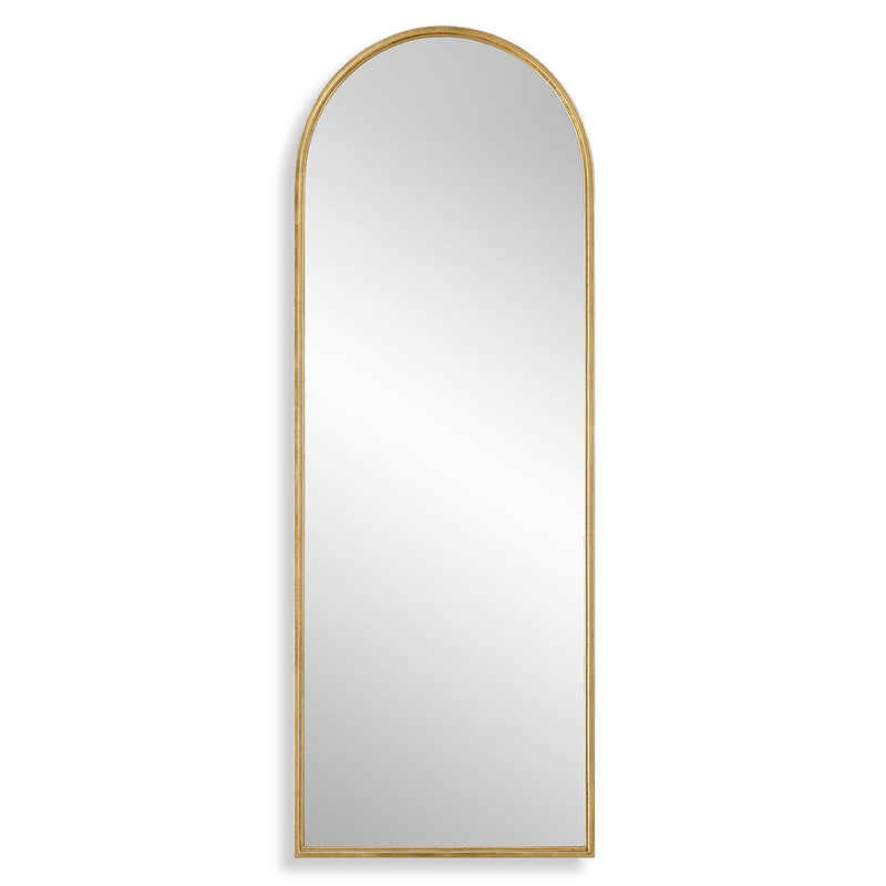 Arvisa Antiqued Gold Leaf Mirror | Modern Arch Iron Frame Mirror (22 in. W x 60 in. H x 2 in. D)