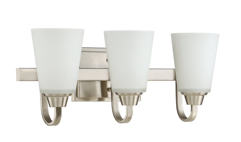 Craftmade 41903-BNK Grace 3 Light Bathroom Vanity Light -Brushed Polished Nickel