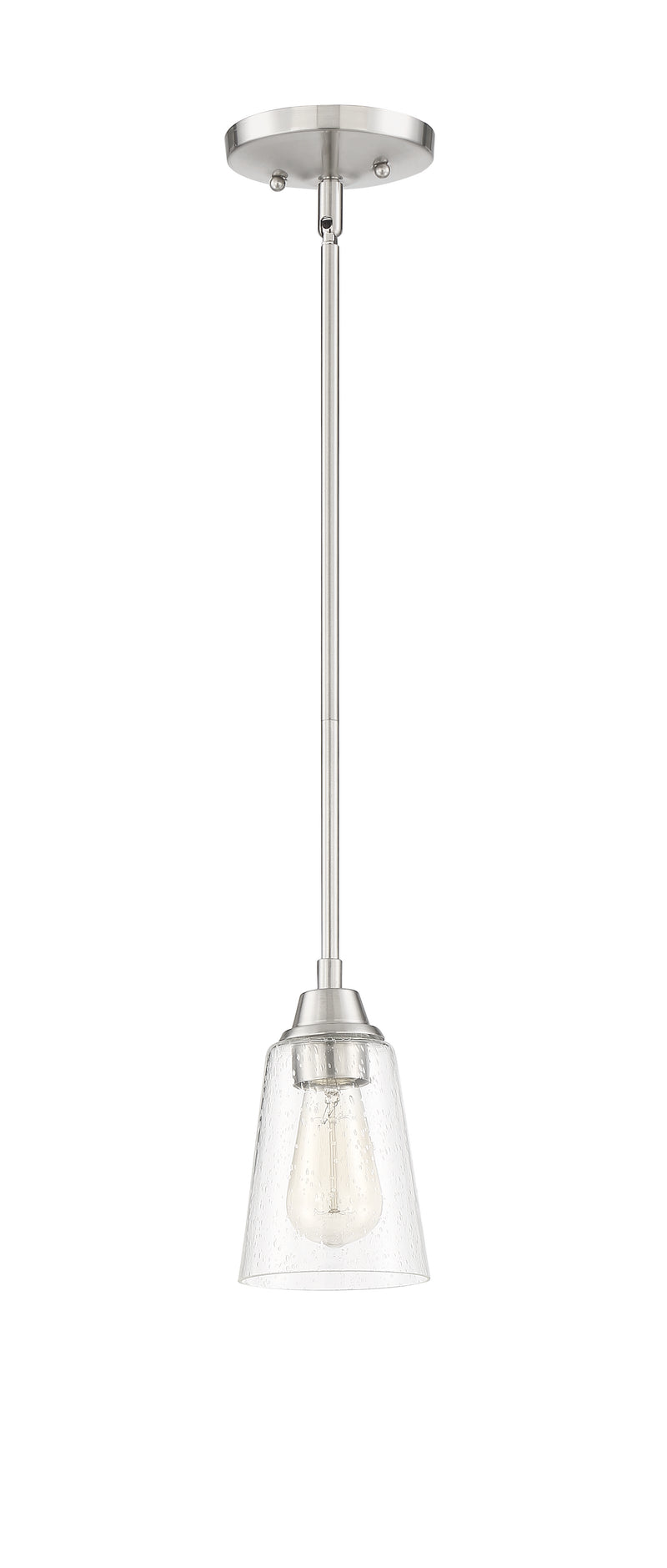 Craftmade 41991-BNK-CS Grace 1 Light Mini Pendant -Brushed Polished Nickel (Clear Seeed Glass)