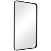 Zeffer Satin Black Mirror | Modern Rectangle Metal Frame Bathroom Vanity Mirror with Rounded Corners Mounted Vertical or Horizontal (24 in. W x 38 in. H x 1 in. D)