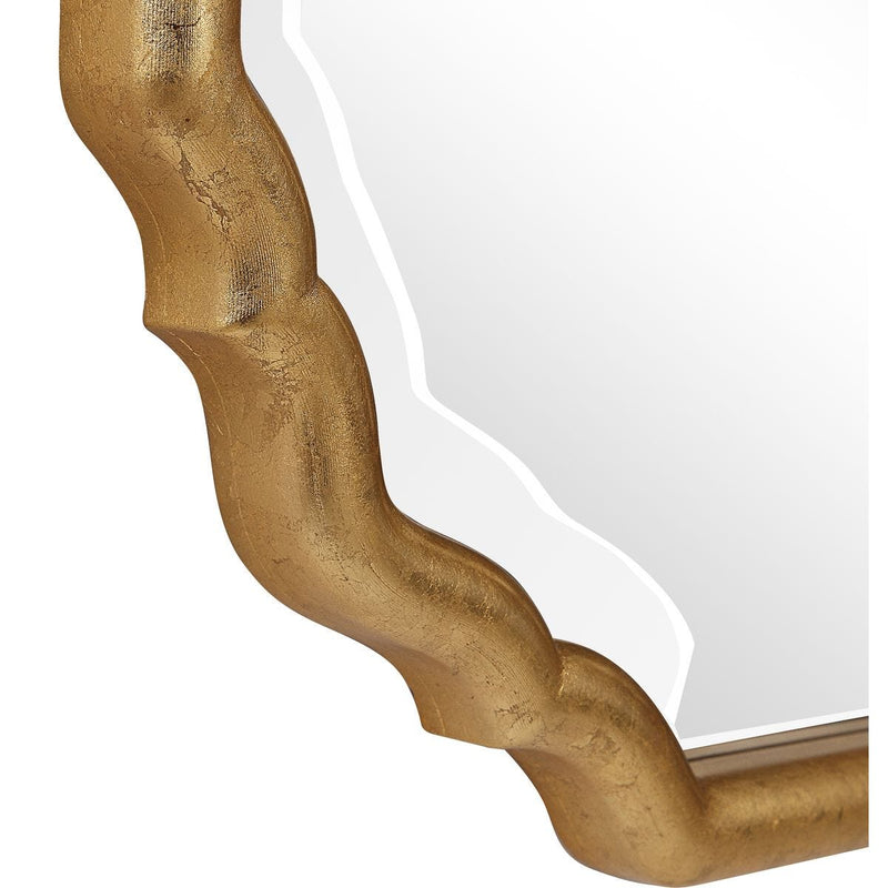 Dorado Antique Metallic Gold Leaf Mirror | Modern Oval Engineered Wood Frame Bathroom Mirror Mounted Vertical or Horizontal (22 in. W x 62 in. H x 1 in. D)