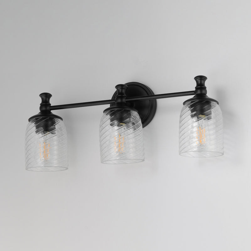Maxim 21353CRBK Swirl 3 Light Bath Vanity | Black