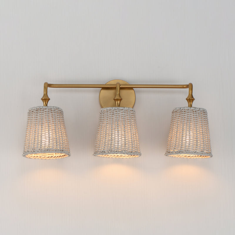 Maxim 21483WWTNAB Baja 3 Light Bath Vanity | Natural Aged Brass