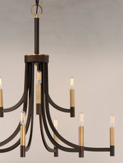 Maxim 21529BZAB Lyndon 9 Light Chandelier | Bronze / Antique Brass