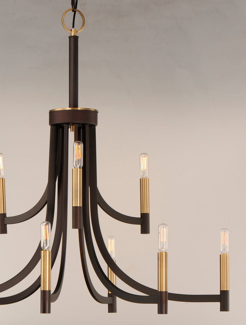 Maxim 21529BZAB Lyndon 9 Light Chandelier | Bronze / Antique Brass