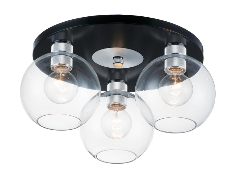 Maxim 21610CLBKAL Vessel 3 Light Flush Mount | Black / Brushed Aluminum