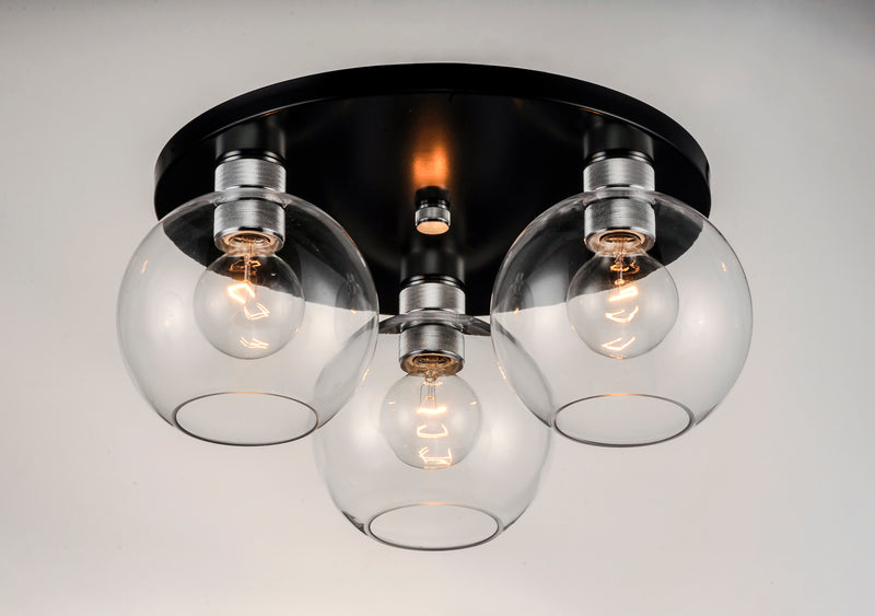 Maxim 21610CLBKAL Vessel 3 Light Flush Mount | Black / Brushed Aluminum