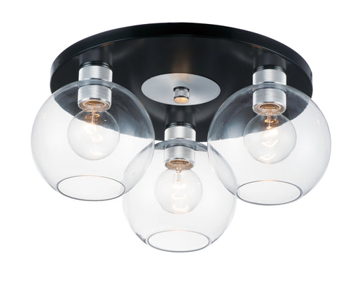 Maxim 21610CLBKAL Vessel 3 Light Flush Mount | Black / Brushed Aluminum