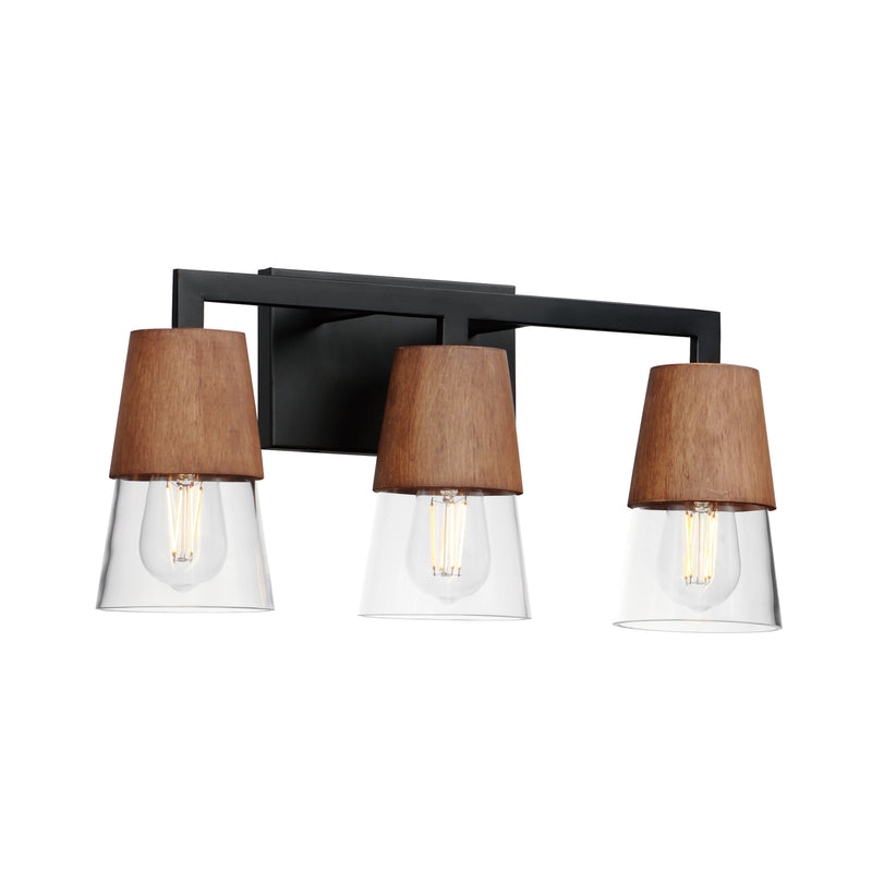 Maxim 21623CLWNBK Carpenter 3 Light Bath Vanity | Walnut / Black