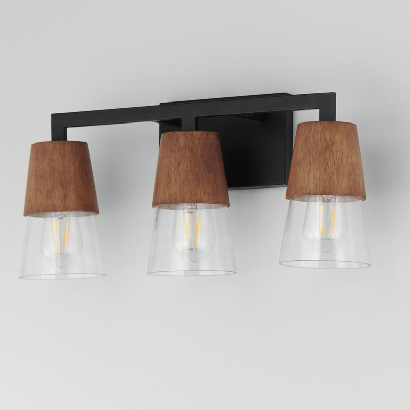 Maxim 21623CLWNBK Carpenter 3 Light Bath Vanity | Walnut / Black