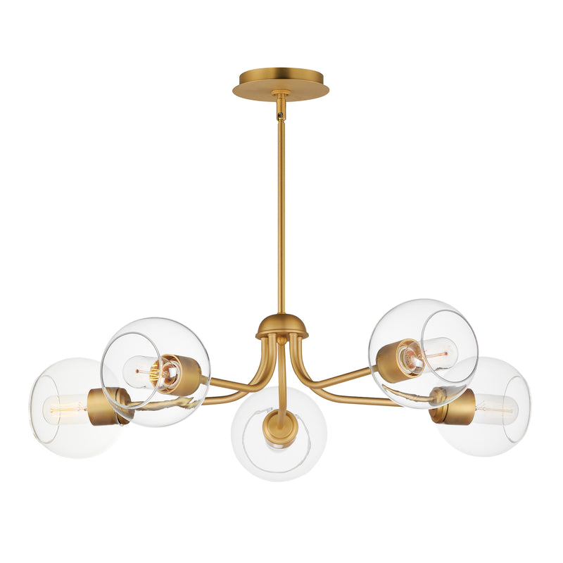 Maxim 21635CLNAB Knox 5 Light Globe Chandelier | Natural Aged Brass
