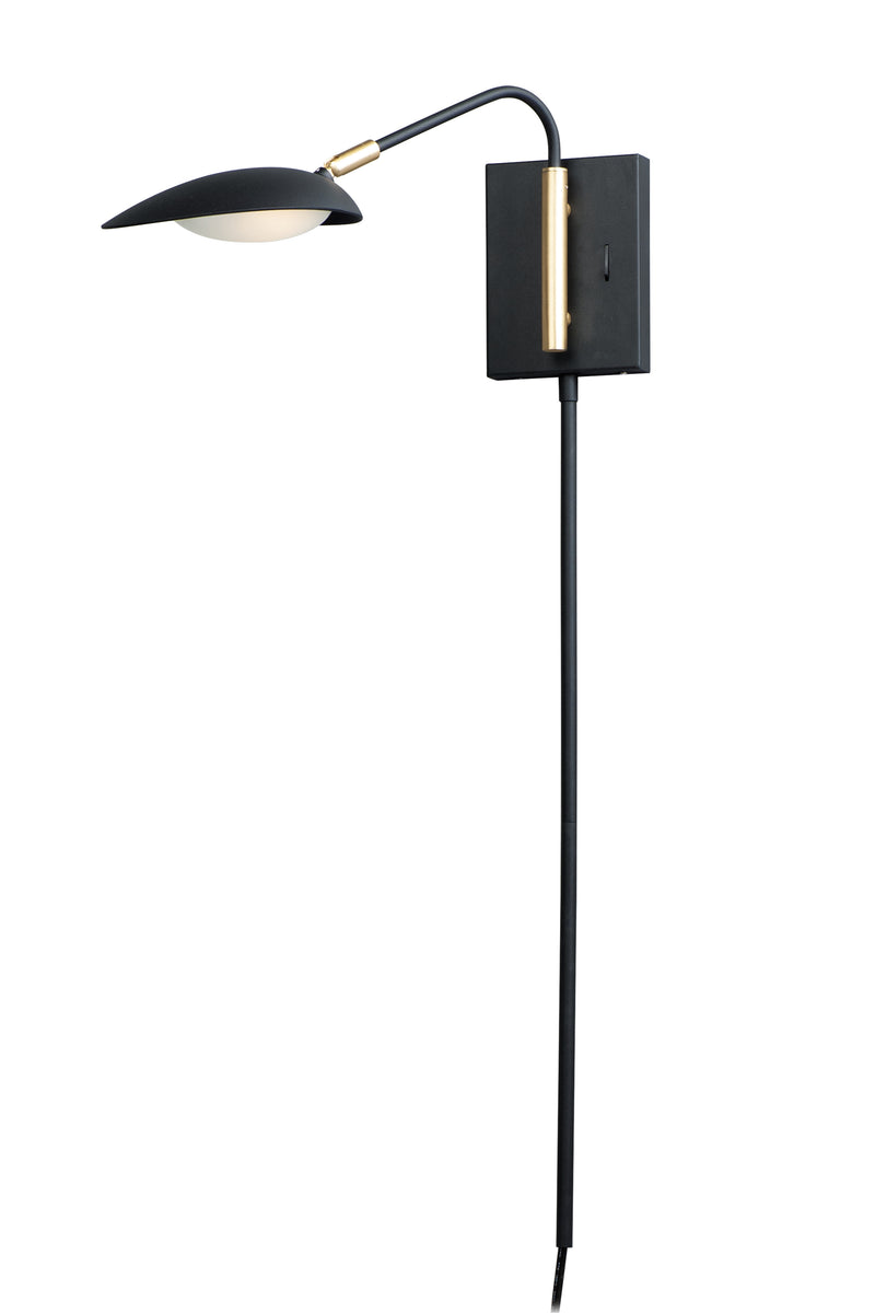 Maxim 21691BKSBR Scan 1 Light LED Pin Up Wall Sconce | Black / Satin Brass