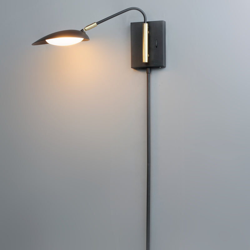 Maxim 21691BKSBR Scan 1 Light LED Pin Up Wall Sconce | Black / Satin Brass