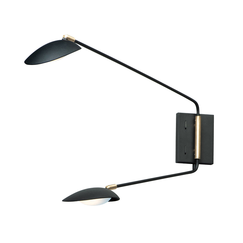 Maxim 21692BKSBR Scan 2 Light LED Pin Up Wall Sconce | Black / Satin Brass