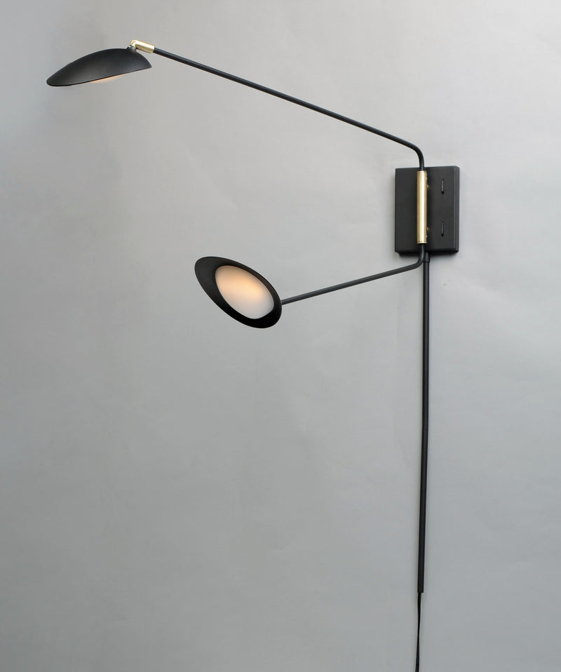 Maxim 21692BKSBR Scan 2 Light LED Pin Up Wall Sconce | Black / Satin Brass