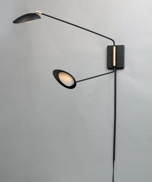 Maxim 21692BKSBR Scan 2 Light LED Pin Up Wall Sconce | Black / Satin Brass