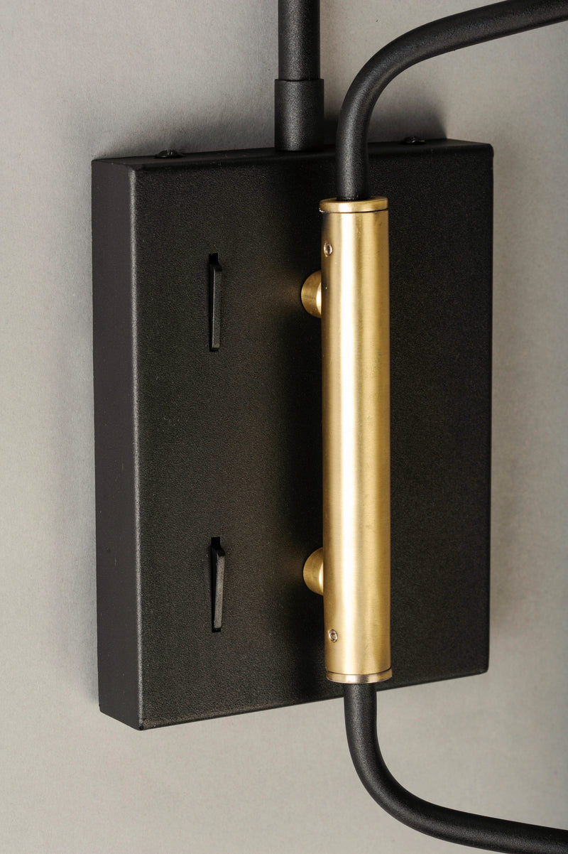 Maxim 21692BKSBR Scan 2 Light LED Pin Up Wall Sconce | Black / Satin Brass