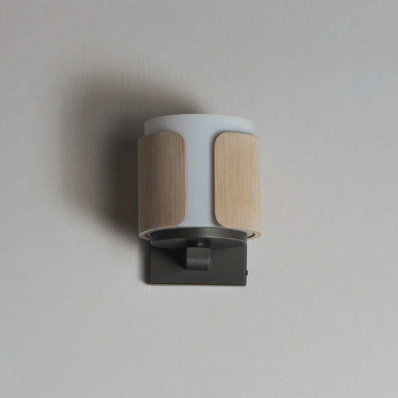 Maxim 21711SWNWDCHL Draughtsman Wall Sconce | Natural Wood/Charcoal