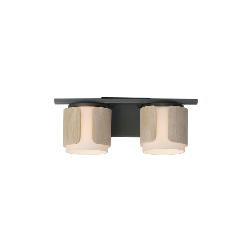 Maxim 21712SWNWDCHL Draughtsman 2 Light Bath Vanity | Natural Wood/Charcoal