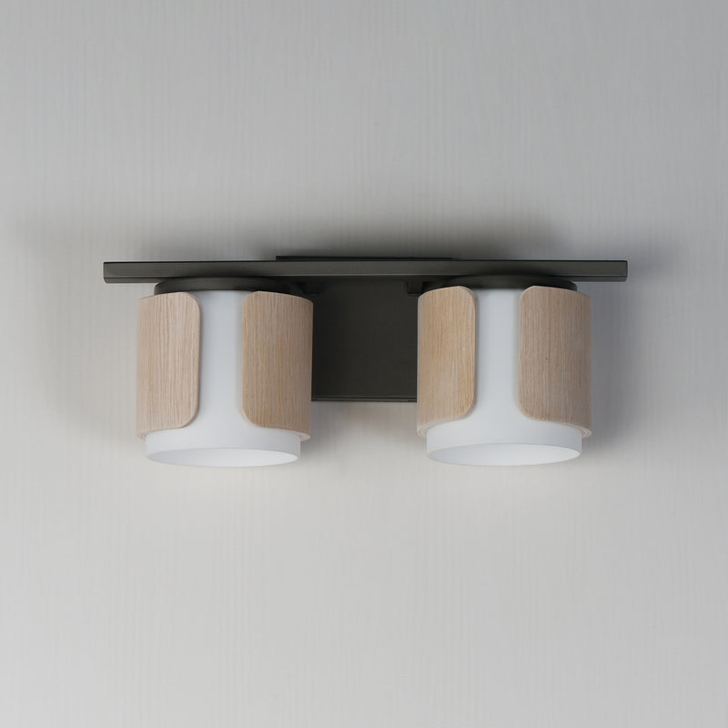 Maxim 21712SWNWDCHL Draughtsman 2 Light Bath Vanity | Natural Wood/Charcoal