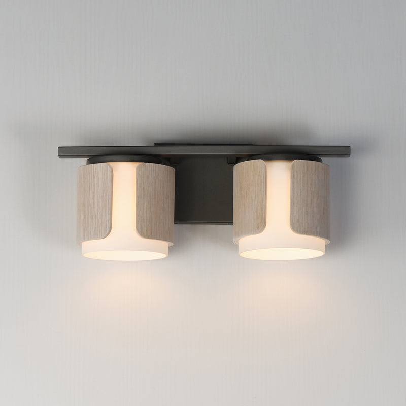 Maxim 21712SWNWDCHL Draughtsman 2 Light Bath Vanity | Natural Wood/Charcoal