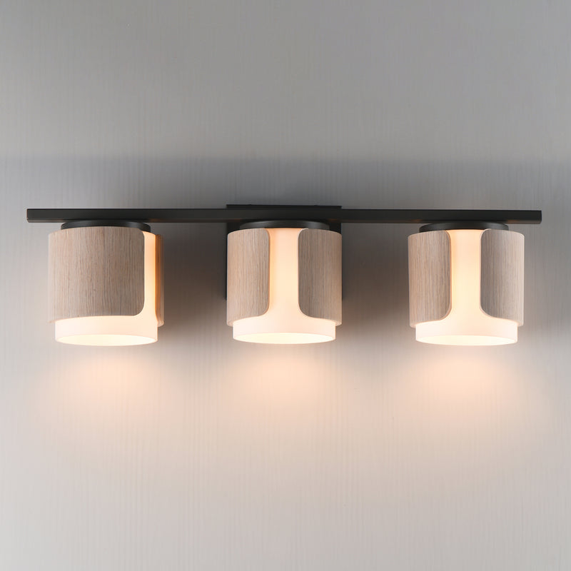 Maxim 21713SWNWDCHL Draughtsman 3 Light Bath Vanity | Natural Wood/Charcoal