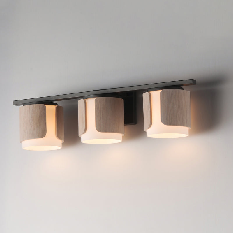 Maxim 21713SWNWDCHL Draughtsman 3 Light Bath Vanity | Natural Wood/Charcoal