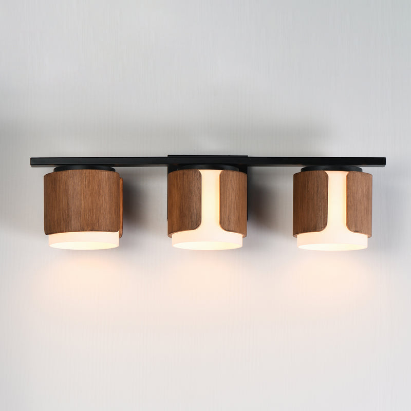 Maxim 21713SWWNBK Draughtsman 3 Light Bath Vanity | Walnut / Black