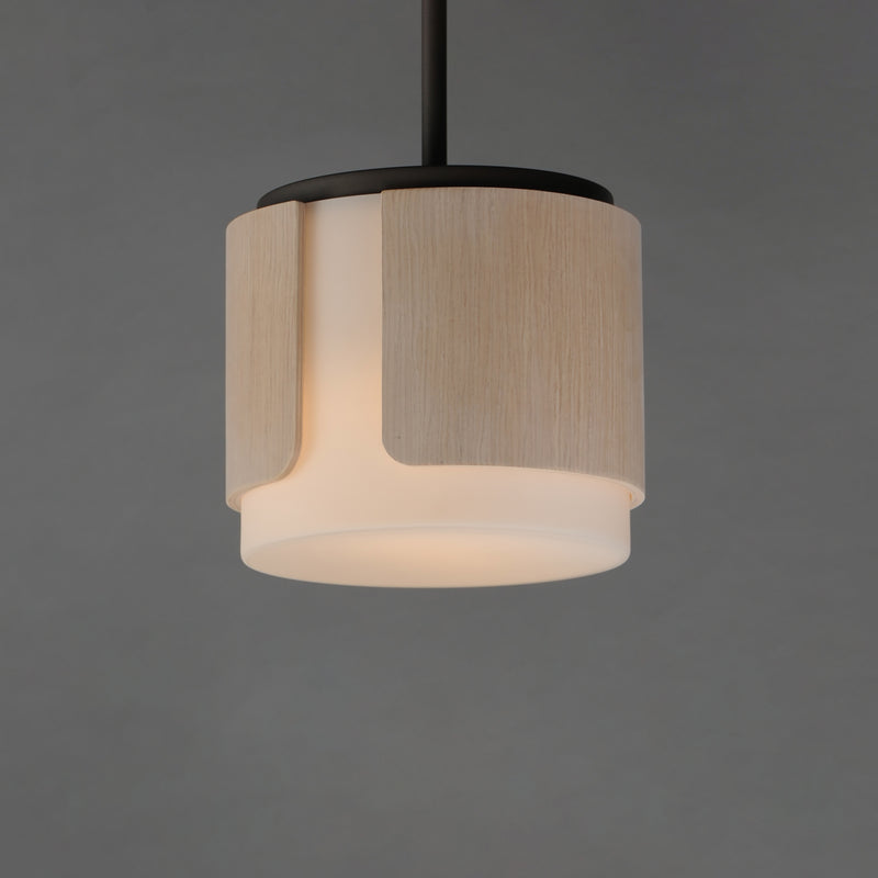 Maxim 21714SWNWDCHL Draughtsman 10" Semi Flush Mount Pendant | Natural Wood/Charcoal