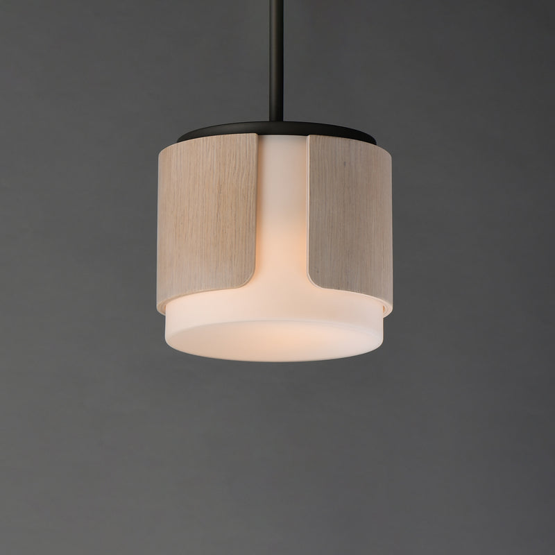 Maxim 21714SWNWDCHL Draughtsman 10" Semi Flush Mount Pendant | Natural Wood/Charcoal