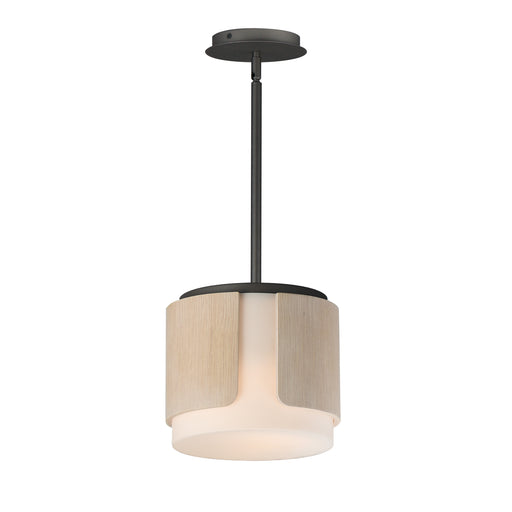 Maxim 21714SWNWDCHL Draughtsman 10" Semi Flush Mount Pendant | Natural Wood/Charcoal